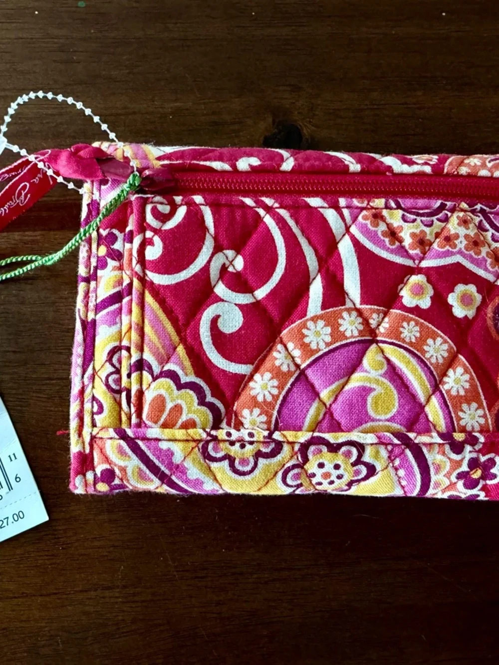 Vera Bradley Hot Pink Floral Quilted Wallet with Yellow & White Accents - Picture 2 of 5